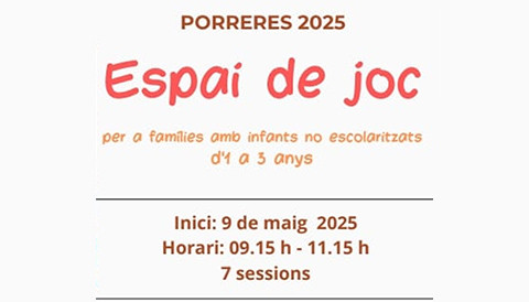 Espai de joc. Per a famílies amb infants no escolaritzats d'1 a 5 anys